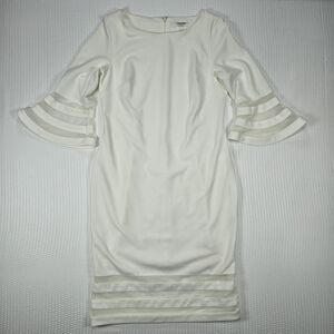 Calvin Klein Ivory Sheath Dress Size 10 Layered Sleeve Detail